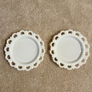 Vintage Milk Glass Plates ( 2 )